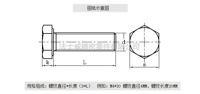 DIN933全牙不銹鋼外六角是不銹鋼緊固件系列中常用的一種，和螺母相配合，使用在對(duì)產(chǎn)品有較高的防腐要求和表面光潔度要求較高的地方,不銹鋼外六角螺絲一般有全牙和半牙兩種 ，而半牙的產(chǎn)品則分為粗桿半牙和細(xì)桿半牙。生產(chǎn)不銹鋼外六角螺絲材料常用的有SUS304和SUS316兩種。流通的不銹鋼外六角螺絲大部分均為全牙。尺寸規(guī)格1